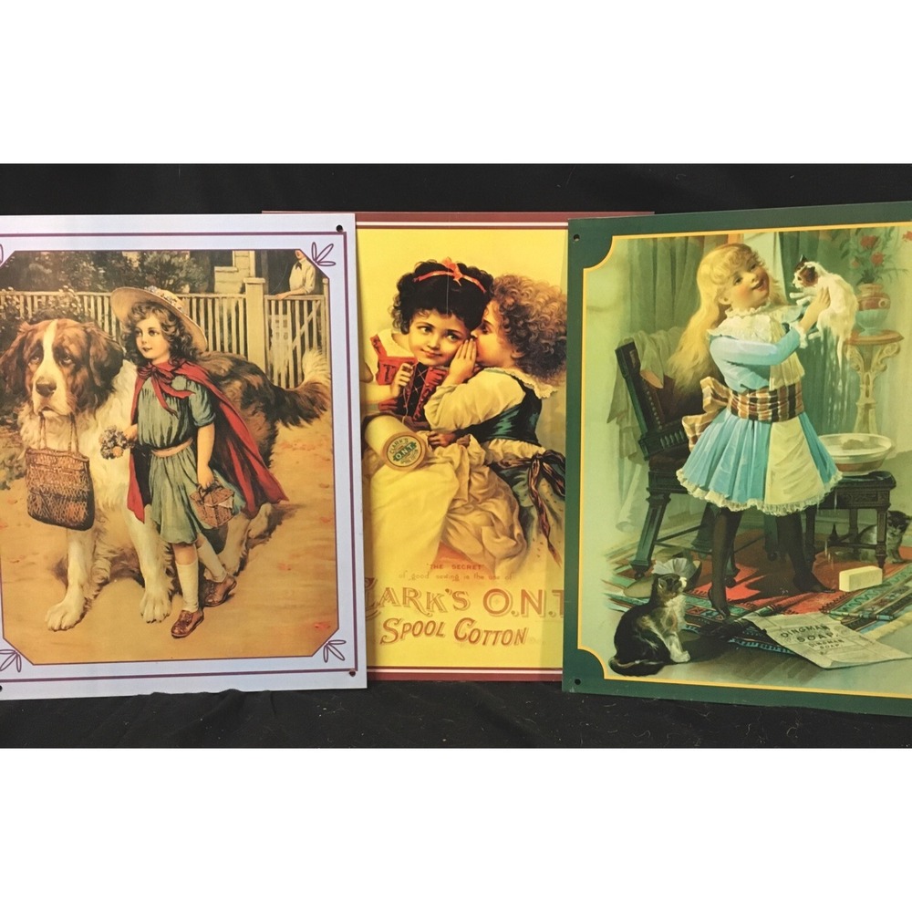3 Metal Signs Repro ANTIQUE ADVERTISING Coats Thread Dingman Soap 12"